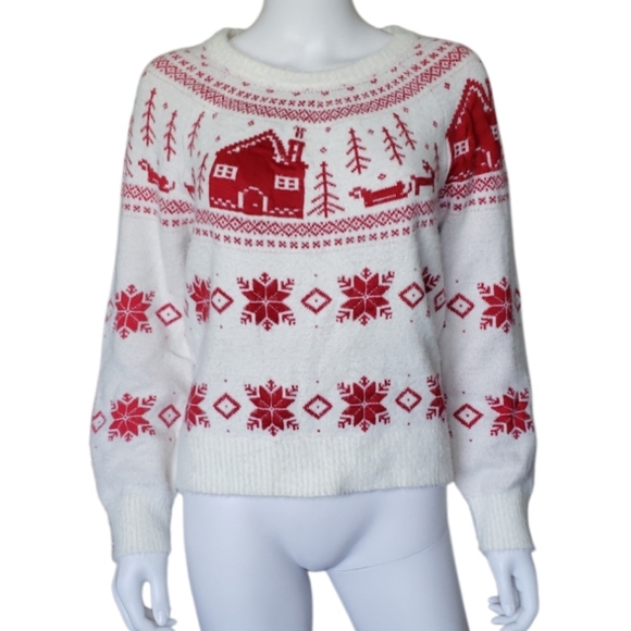 Vintage Cupcakes Cozy Red and White Winter, Holiday Sweater Women's Size S. - Picture 4 of 14